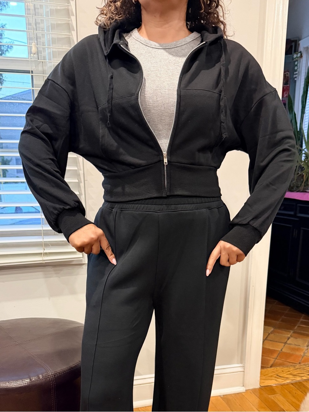 Active USA Black Cropped Zip Hoodie Jacket